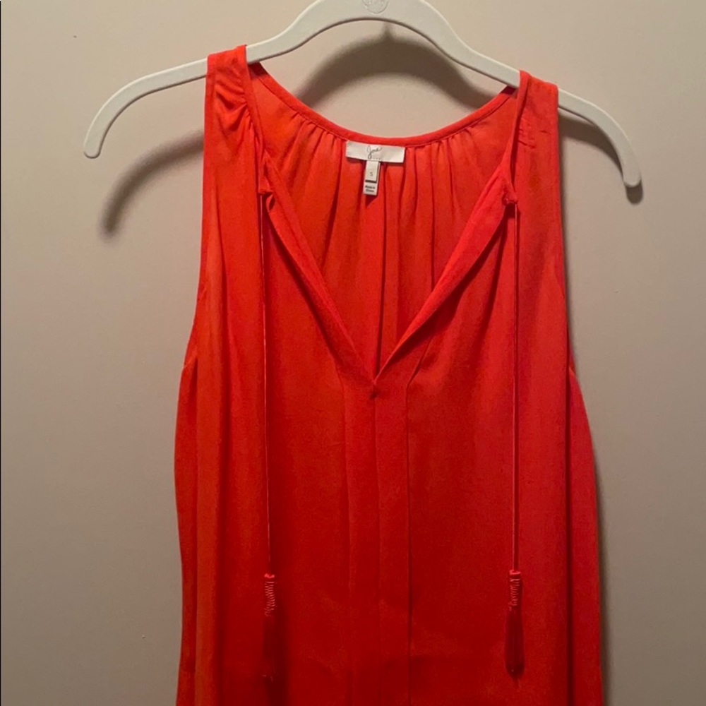 Silk Sleeveless Blouse with Tassels